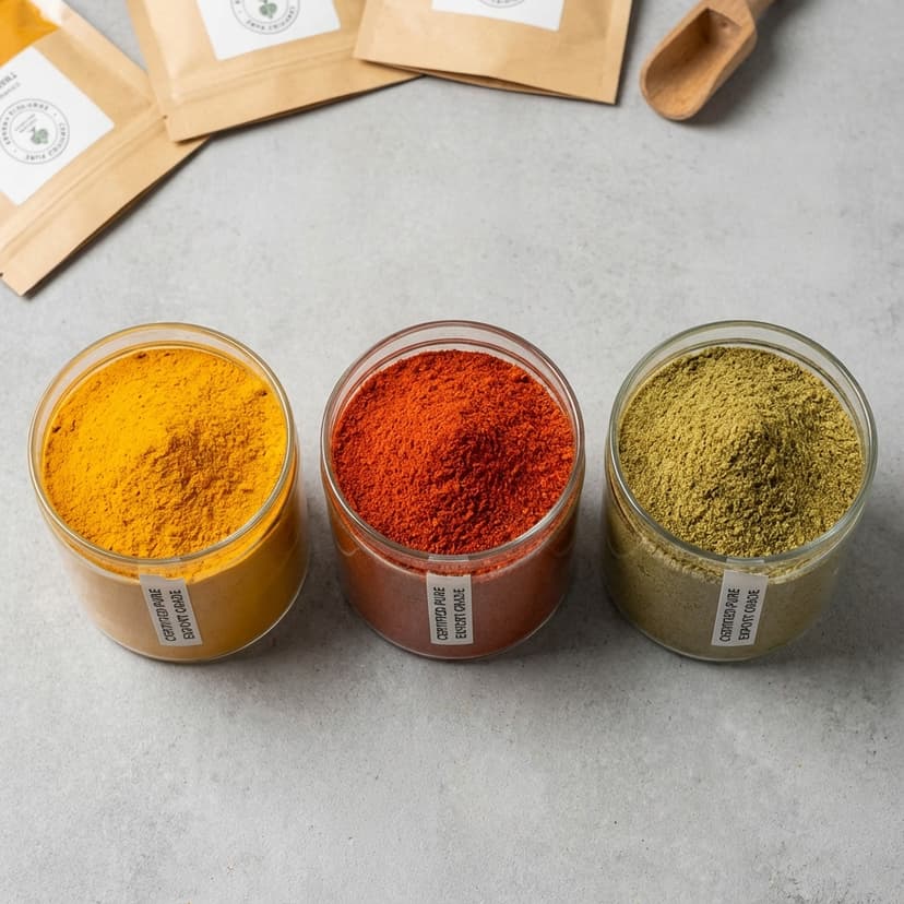 Pure Spice Powders (Turmeric, Chilli, Coriander) for Export